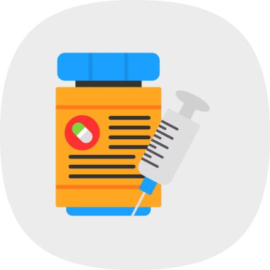 Şırınga ikonlu tıbbi şişe.