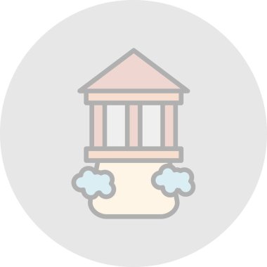 Olimpos Dağı ve tapınak ikonu. Yunanistan Simge ve vektör illüstrasyonuna İlham Verdi  