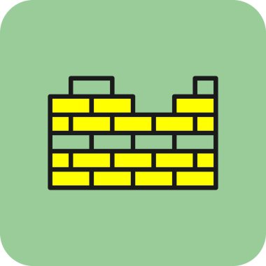 Basit tuğla duvar simgesi, vektör illüstrasyonu