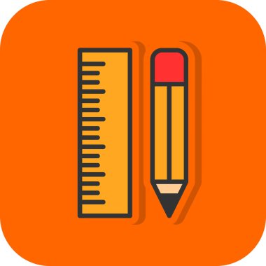 cetvel ve kalem simge vektör çizim