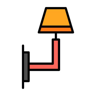 ev lambası simgesi, Wall Light, vektör illüstrasyonu 
