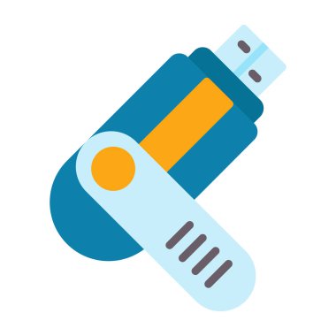 USB flash disk simgesi. beyaz arkaplanda izole edilmiş usb flash disk vektör simgesinin düz çizimi