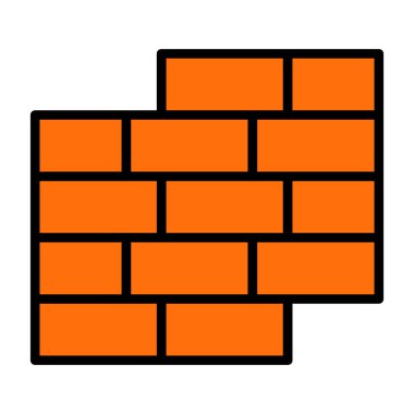 Basit tuğla duvar simgesi, vektör illüstrasyonu