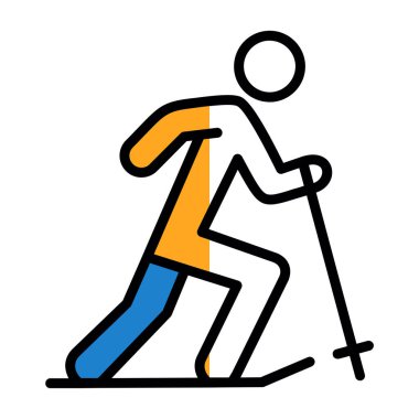 Düz Kayakçı simgesi vektör çizimi