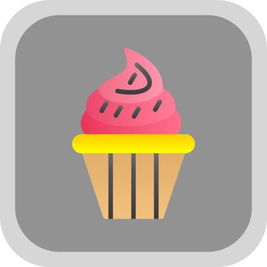 Lezzetli cupcake düz vektör simgesi                         