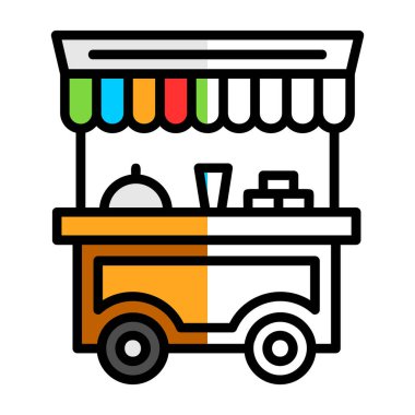 Basit yemek arabası simgesi, vektör illüstrasyonu