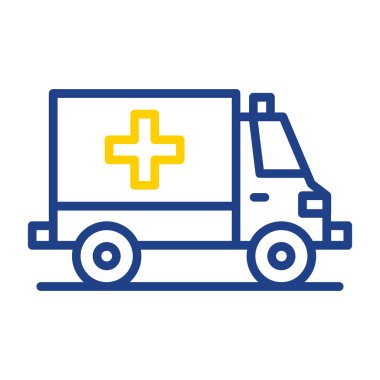ambulans otomobili düz simge, web basit illüstrasyon