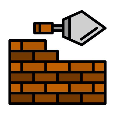 Basit tuğla duvar simgesi, vektör illüstrasyonu