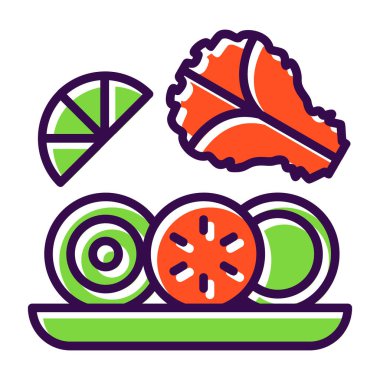 Suşi renk ikonu. Suşi ve suşi. izole vektör illüstrasyonu.