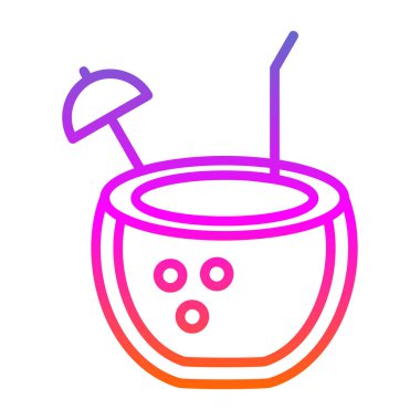 Hindistan cevizi içeceği. Web simgesi vektör illüstrasyonu