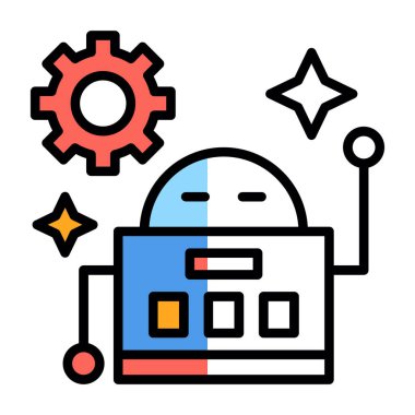 robot düz simgesi, vektör illüstrasyonu