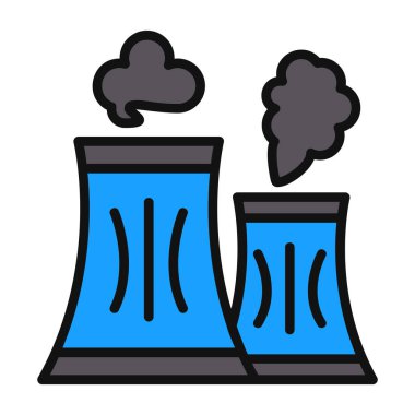 Fabrika simgesi, basit vektör çizimi, Hava kirliliği konsepti