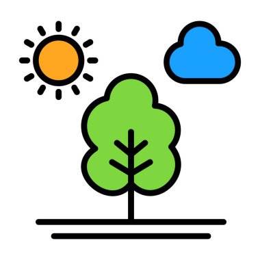 Ağaç düz simge vektör çizim