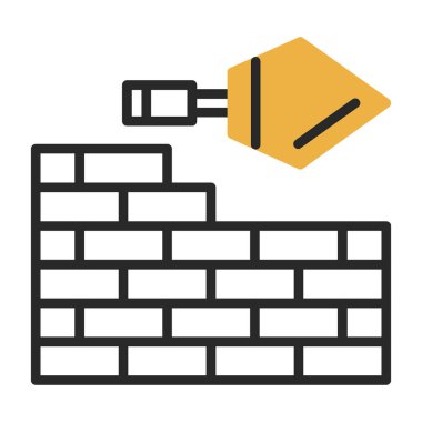 Basit tuğla duvar simgesi, vektör illüstrasyonu