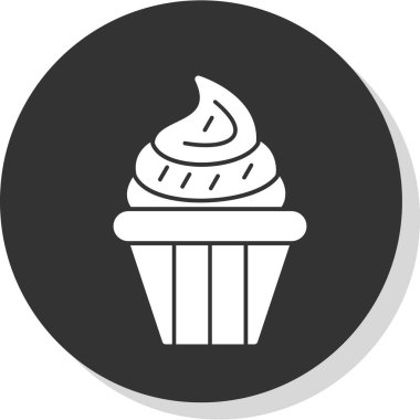 Lezzetli cupcake düz vektör simgesi                         