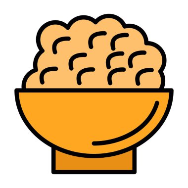 Taslak simgeli bir kase pirinç, taslak stili