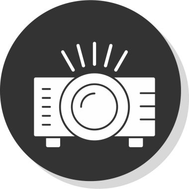 Projektör simgesi, vektör illüstrasyonu 