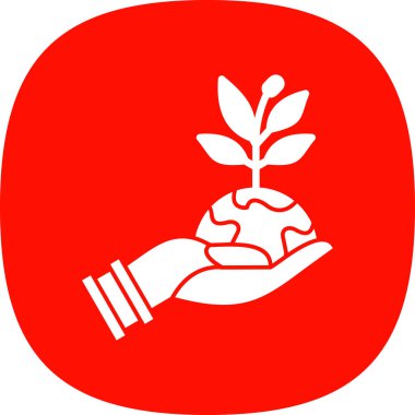 Elle tutulan bir bitki ikonu, vektör illüstrasyonu