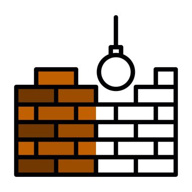 Yapı tuğlası yapı ikonu, vektör illüstrasyon tasarımı