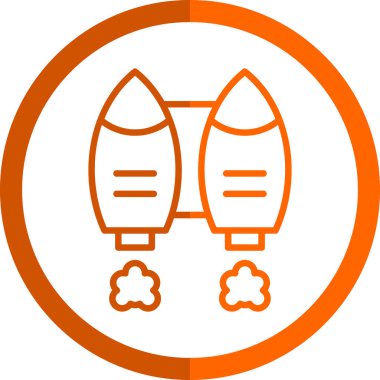 Roket ikon vektörü. biçim düz ikonik semboldür, yuvarlak açılar, turuncu arkaplan, beyaz arkaplan.