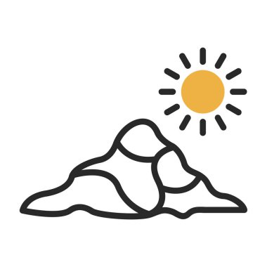 Güneş ve güneş ikonu, vektör illüstrasyonu