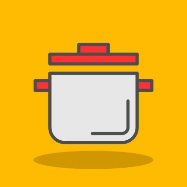 Yemek ikonu sarı arka planda izole edildi. Mutfak sembolü Basit vektör illüstrasyonu.