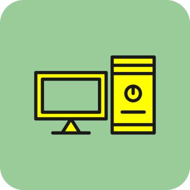 bilgisayar vektörü düz renk simgesi  