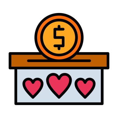 Bağış simgesi, vektör illüstrasyonu, yardım konsepti 