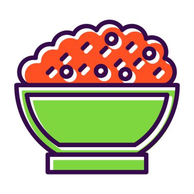 Suşi ikon vektörlü kase. İnce çizgi işareti. izole edilmiş sınır sembolü çizimi