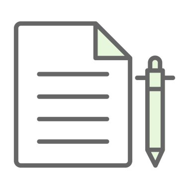 belge ve kalem. Web simgesi basit illüstrasyon