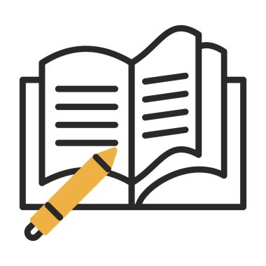 düz Not Defteri ve kalem ikonu vektör çizimi