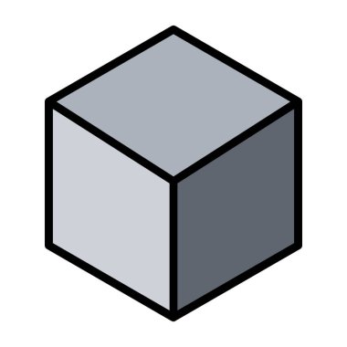 küp simge vektör çizim