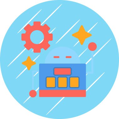 robot düz simgesi, vektör illüstrasyonu