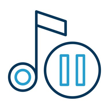 müzik notaları düz simge beyaz arkaplan, vektör, illüstrasyon izole