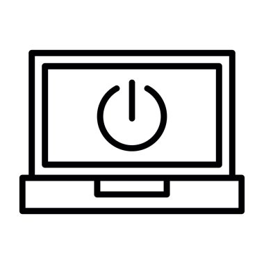 dizüstü bilgisayar vektörü ince çizgi simgesi