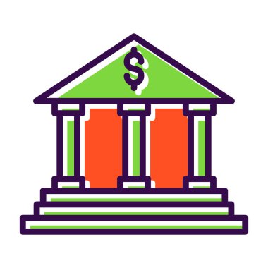 Banka binası ikonu. düz tasarım illüstrasyon. 