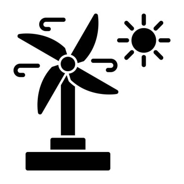 rüzgar türbini simgesi, basit siyah vektör