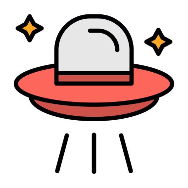 Çizgi roman tarzında UFO simgesi. çizgi film vektör illüstrasyonu