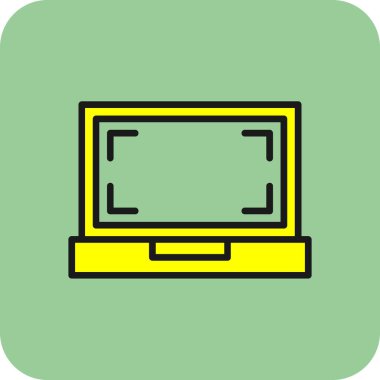 Bilgisayar monitörü simge rengi dış hat vektörü