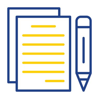 belge ve kalem. Web simgesi basit illüstrasyon