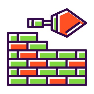 Basit tuğla duvar simgesi, vektör illüstrasyonu