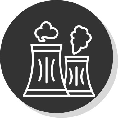 Fabrika simgesi, basit vektör çizimi, Hava kirliliği konsepti