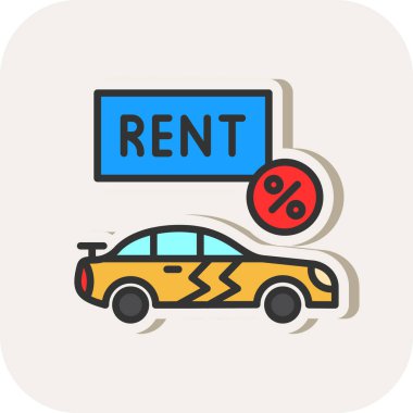 Kiralık araba düz simgesi, vektör illüstrasyonu