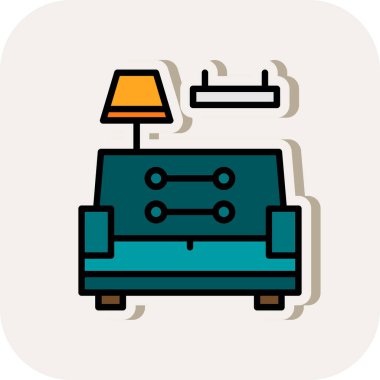 mobilya yassı simgeleri, vektör illüstrasyonu