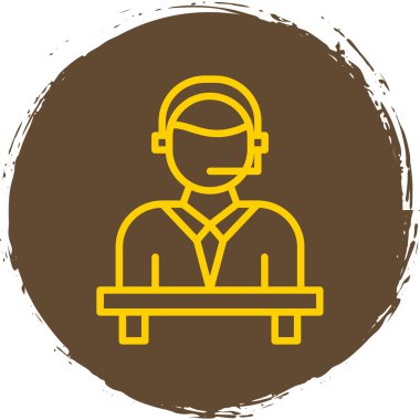 Mikrofon simgesine sahip operatör, vektör illüstrasyonu, çağrı merkezi sembolü 