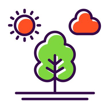 Ağaç düz simge vektör çizim