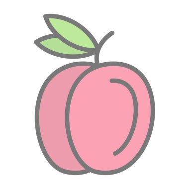 Şeftali simgesi vektör çizimi düz tasarım