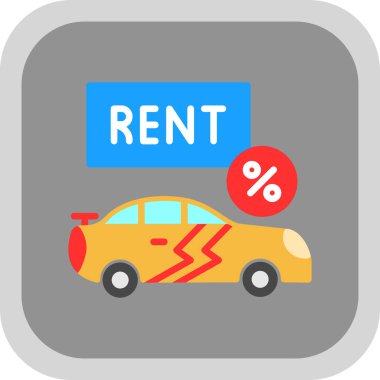 düz dizaynlı araba kira vektör simgesi