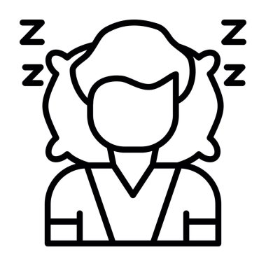 Uyuyan kadın ikon ana hatları vektörü. Kadın rahatla