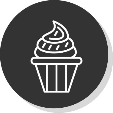 Lezzetli cupcake düz vektör simgesi                         